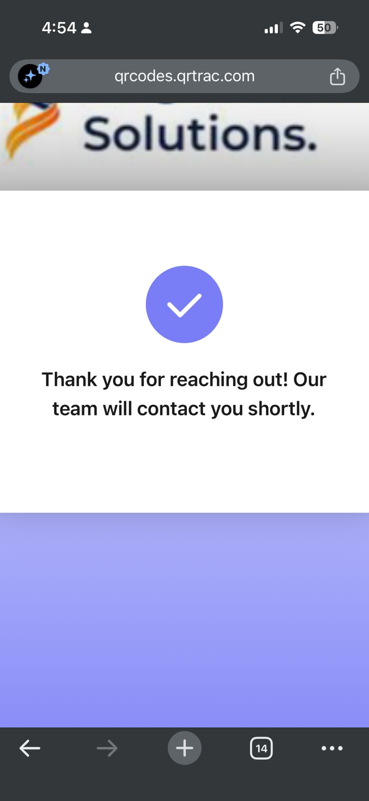 Thank you page confirmation after form submission with checkmark icon