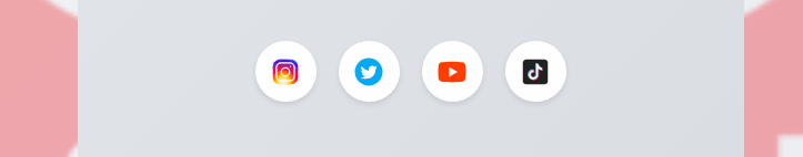 Social media icons row showing Instagram, YouTube, LinkedIn, Twitter and more