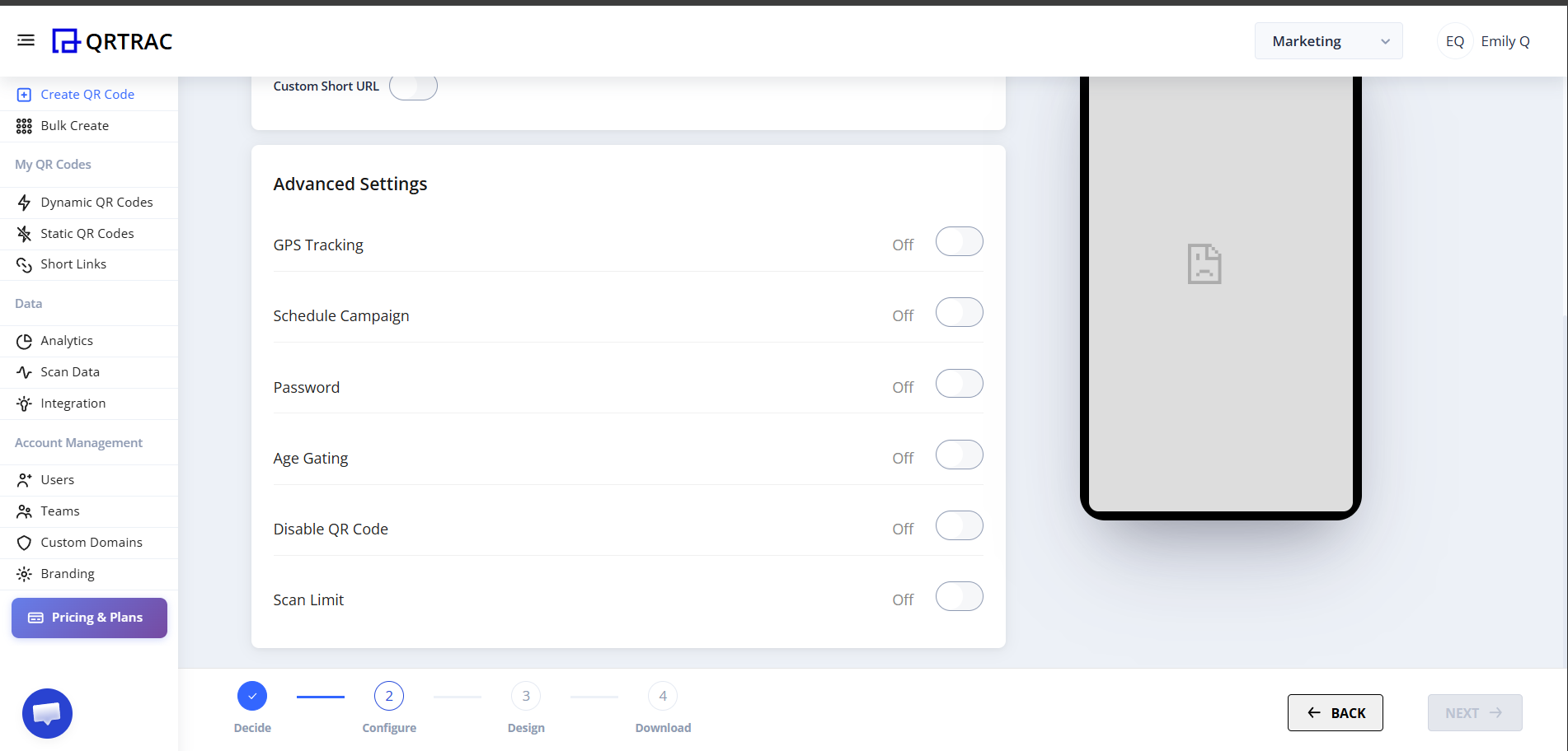 Advanced Settings Configuration
