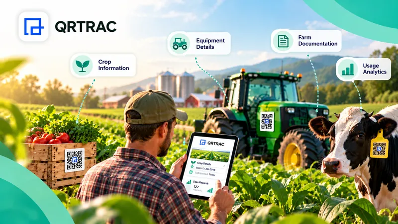 Farm worker scanning a QR code on a produce crate to access agricultural product information
