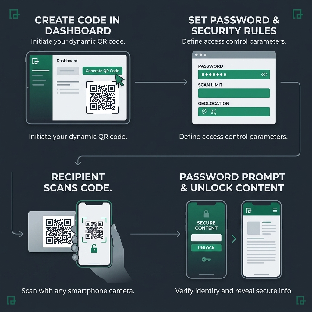 4-step password protection flow diagram