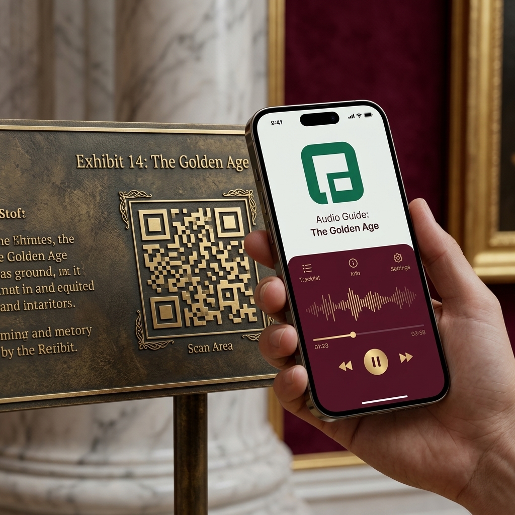 Elegant Art Gallery Plaque with QR Code